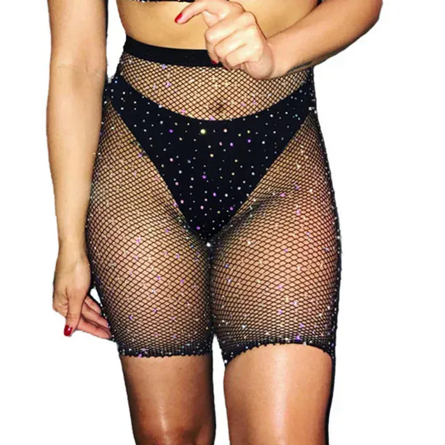 Sexy%20Women's%20Fishnet%20Socks%20Rhinestone%20Black%20Cycle%20Sports%20White%20Biker%20Shorts%20Pantyhose%20Mesh%20Sparkle%20Stockings%20Lingerie%20Half%20Short%20-%20Image%208