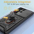 Case For Samsung S24 S23 S22 Ultra S21 S20 FE Galaxy A54 A34 5G Camera Lens Cover Phone Case with Ring Stand Armor rotate Cover.