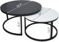 Round Coffee Tables,2 Round Nesting Table Set Circle Coffee Table with Storage Open Shelf for Living Room Modern Minimalist Style Furniture Side End Table of Stable(Black &. 