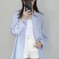 Fashion Casual Spring and Summer Sun Protection Shirt Korean Style Women2023New Niche Thin Simple Graceful Solid Color Shirt.