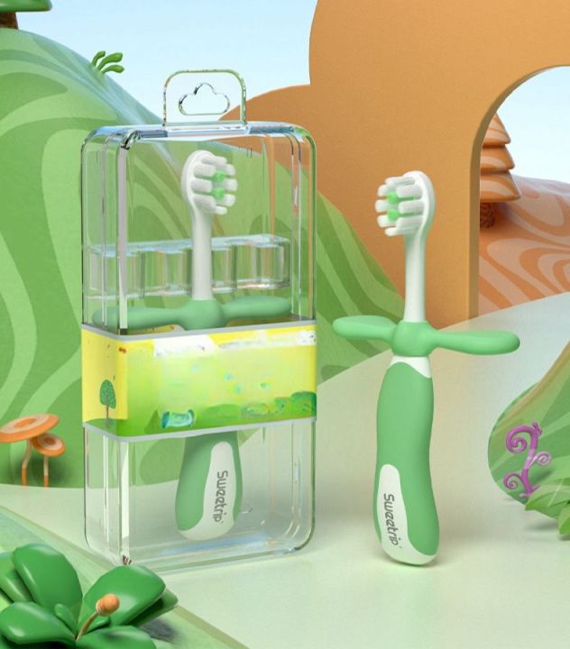Children's training toothbrush baby soft fine hair small head 2-12 years old non-slip handle storage box packaging -1pcs