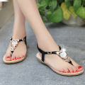 Women Flip Flops Design Flat Heel Beaded Beach Shoes Large-size Sandals. 