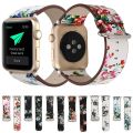 For Apple Watch Ultra 49mm&Watch Ultra 2 49mm / Series 9&8&7 45mm / SE 3&SE 2&6&SE&5&4 44mm / 3&2&1 42mm Fashion Pastoralism Style Little Floral Pattern Women Watch Leather Watch Band. 