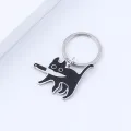 Cute Cartoon Knife Cat Keychain Stainless Steel Black Kitten Key Chains Keyring Bag Pendant Hanging Jewelry Gift. 