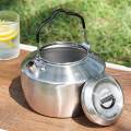 1.5L Camping Water Kettle Water Pot Portable Stainless Steel Boiling Water Collapsible Handle Cookware Durable Tea Kettle Hiking Picnic Pot. 