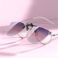 VIVIBEE Gradient Women's Cat Eye Flip Up Clip On Sunglasses Women Driving Polarized Oversized Sun Glasses Purple Eyeglasses. 