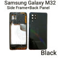 For Samsung Galaxy M32 Side Frame + Back Panel Housing + Camera Glass Back shell Replacement Spare Parts.