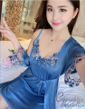 Women Nighty Women Summer Ice Silk Sleepshirts Thin Sexy Sling Mini Dress Short-Sleeved Robe Two-Piece Home Service Imitation Silk Nightdress - Night Dress For Women - Night Dress For Women - Night Dress For Women. 