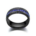 SHOUMAN Black 8mm Wheel Shape Luxury Blue Zircon Titanium Steel Wedding Band Ring for Men Women Lover Wedding Charm Jewelry BruberryBe.