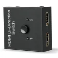 【VisioN Shop】HDMI Splitter, HDMI Bidirectional 2 Input to 1 Output in to 2 Out, 1080P Passthrough HDMI Switcher. 