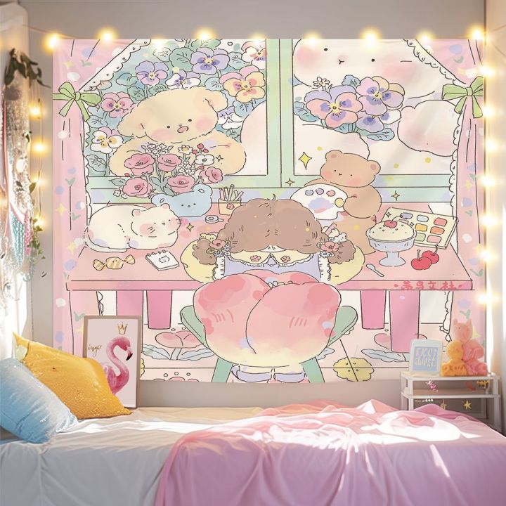 Cute%20Cartoon%20CureinsWind%20Xiaohongshu%20Bedroom%20Background%20Cloth%20Wall%20Cloth%20Live%20Tapestry%20Bedspread%20Decorative%20Canvas%20-%20Image%205