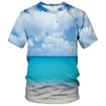 Beach scene T shirt for men tops 3D tropical rain forest print T-shirt summer tee shirts womens clothing funny kids short sleeve. 
