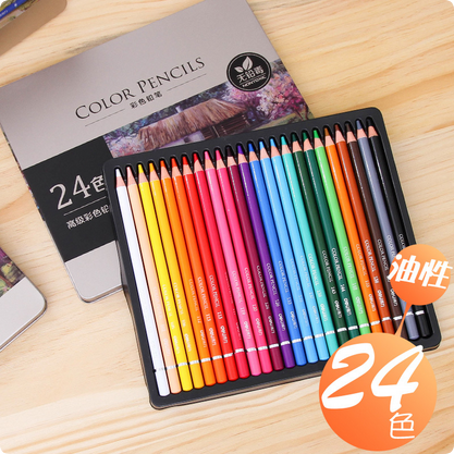 Deli 6565 color lead color pencil iron box 24 Color