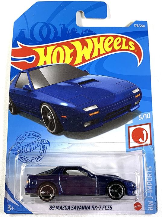 Hot Wheels (Mainline) JDM 89 Mazda Savanna RX-7 FC35 Navy Blue, Scale -1:64