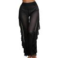 Women Mesh Ruffle Trim Cover Up Pants Beach Cover Up Beach Wrap Bikini Shiny Wraps Cover Ups For Swimwear Ruffle Pants 2022. 
