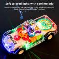 Transparent Police Car, Gear Toy with Light & Music, Transparent Car Toy Light Music with Automatic Change Direction, Great Birthday Gifts for Toddler. 