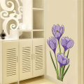 Crocus Flower Art Wall Sticker For Drawing Room Living Room Bedroom Flower Sticker.