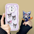 BILI for Vivo S1 Pro Back Cover With Free Ring Holder Cute Kuromi Soft Transparent Colorful Wavy Phone Cases. 