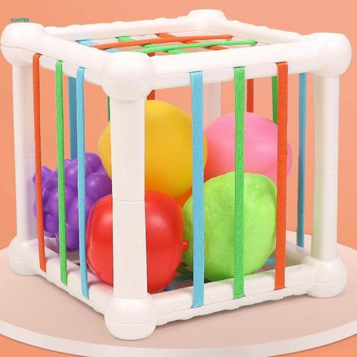 Baby Shape Sorter Storage Cube Bin Training Games Kitchen Fruits Toys Kids