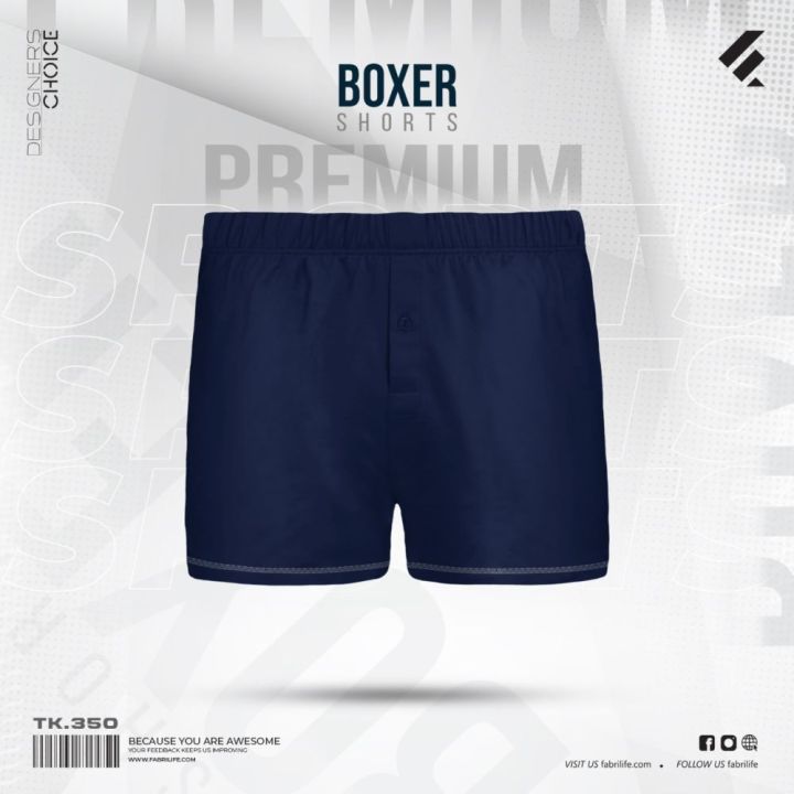 Fabrilife Mens Premium Cotton Boxer Shorts - Navy