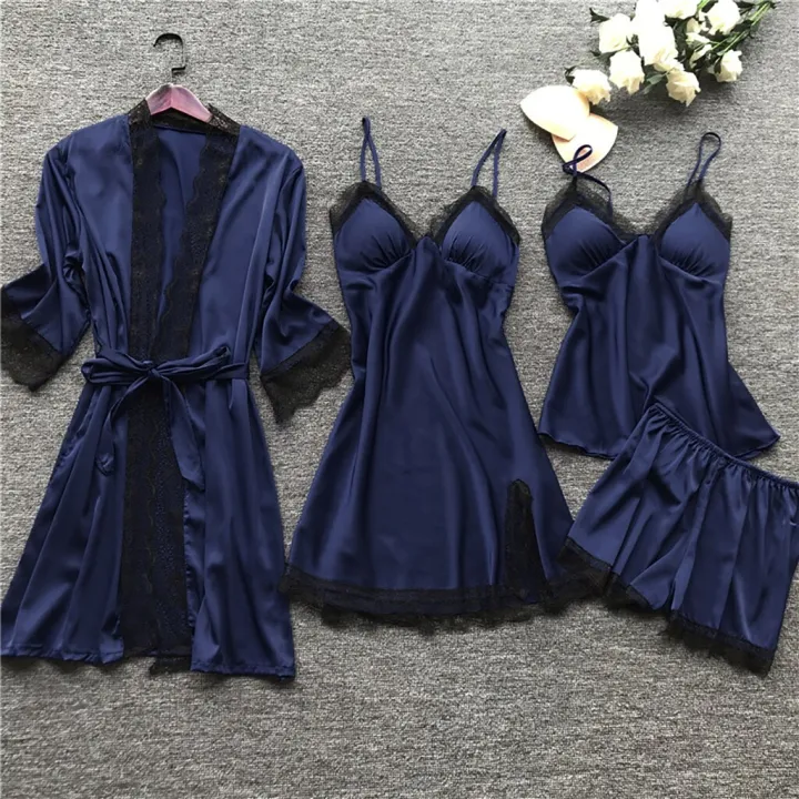 Women%20Satin%20Pajama%20Set%20Solid%20Lace%20Straps%20Silk%20Sleepwear%20with%20ChPads%20y%20suspender%20pajamas%20party%20daily%20cute%20date%20pajamas%20set%20-%20Image%206