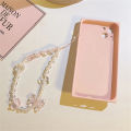 Beaded Phone Chain Charm Lanyard for iPhone Samsung, Cute Baroque White Bow, Flower Charm, Universal Accessories Jewelry Pendant.