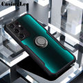 Protect Cover For Galaxy S22 Ultra Case Hard Clear Transparent Shockproof AirBag Protection Car Magnetic Holder Ring Back Cover Samsung S22 Ultra Phone Cases.