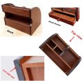 Wood Remote Control Storage Box with Slender Drawer-Brown. 