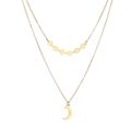 European and American cross-border jewelry gold chain iron single pendant moon disc chain pendant double necklace.
