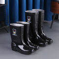 Zhengli Men's Rain Boots High-Top Short Rain Boots Waterproof Non-Slip Thickened Pouch Acid and Alkali Resistant Extra High Rain Shoes Labor Protection Rubber Boots. 