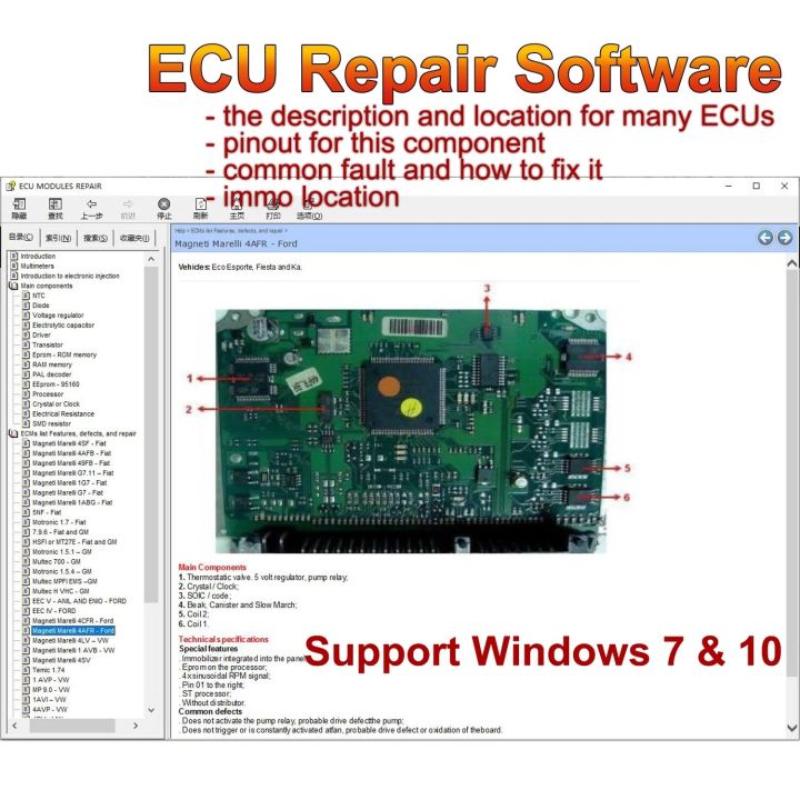 Automobile ECU Repair Software ECU Modules Repair Pinout Immo Location Including Multimeters Transistor EEprom Defects RAM PAL Decoder