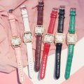 【Customizable】 OEM ODM Women Ladies Fashion Leather Strap Square Quartz Wrist Bracelet Watches Gift Set WW06. 