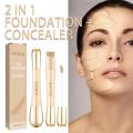 New Double-headed 2 In 1 Foundation And Concealer Highlighter Foundation Contouring Stick Moisturizing Brightening Z0z5.