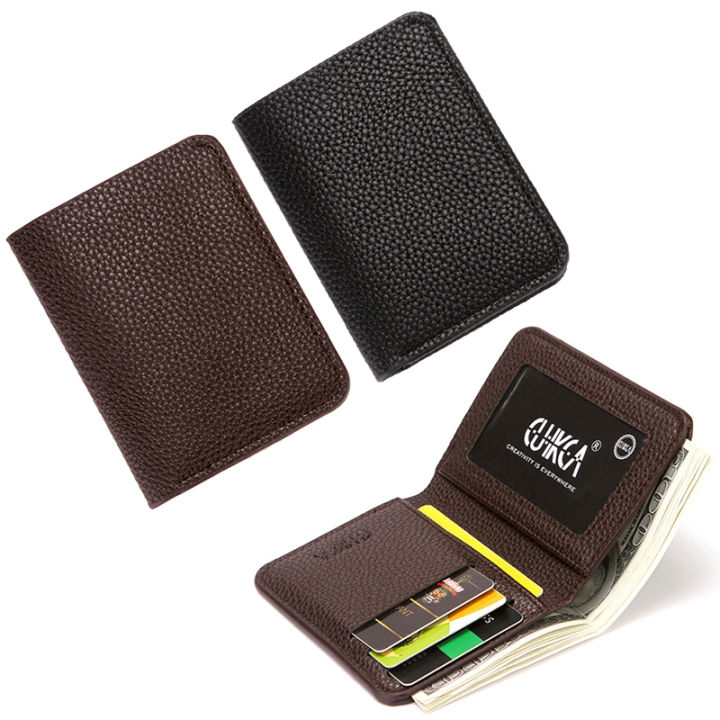 Fashion Soft Men Wallet Pu Leather Lychee Pattern Mini Coin Purse Driver's License Card Holder Huiye