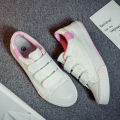 Canvas shoes men's velcro collegiate style small white shoes new couple board shoes junior high school students casual shoes for middle and older children. 