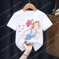 2022 Belle Children T-Shirt Disney Princess Anime T Shirt Clothes Cartoons Fairy Tales Kawaii Casual Top Kid Boy Girl Tee Shirts. 