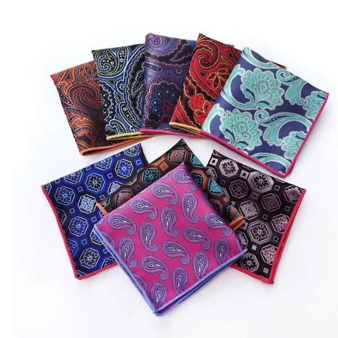 Classic Paisley Silk 23x23cm Hankies Men's Pocket Square Handkerchiefs For Men Suit Wedding Party Suit Accessories