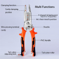 1 PCS Steel Wire Stripper Pliers Tool with Tail Cutter, 8Inch Multifunctional Wire Stripping Crimping Tool for Electrician & Lineman. 