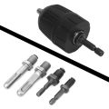 4 Pcs Drill Chuck Connector Square Hex Round Shank Adapter Rod Conversion. 