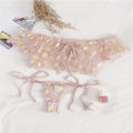 Mesh Lingerie Bra Set Women Lace Underwear Bowknot Strapless Bra Thong Set Sleepwear Lingerie Seamless Panties. 