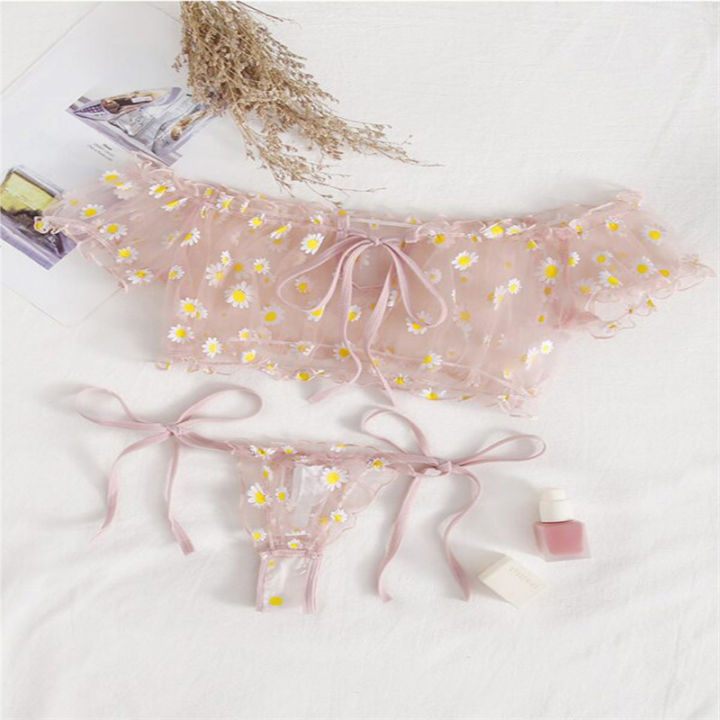 Mesh%20Lingerie%20Bra%20Set%20Women%20Lace%20Underwear%20Bowknot%20Strapless%20Bra%20Thong%20Set%20Sleepwear%20Lingerie%20Seamless%20Panties%20-%20Image%203