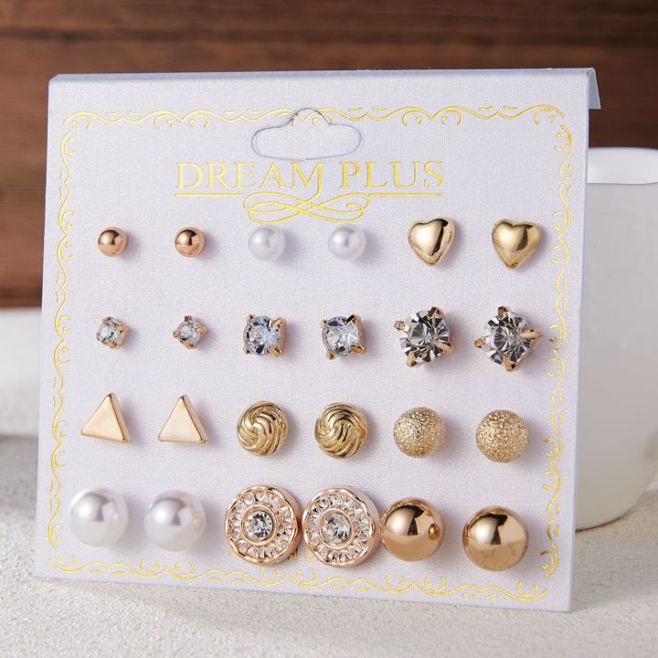Trendy%20Fashionable%2012%20Pairs%20=%2024%20Pcs%20Mixed%20Design%20Stud%20Earrings%20for%20Girls%20Simple%20Stylish%20-%20Earring%20for%20Women%20New%20Collection%20-%20Image%207