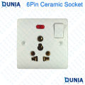 6Pin Ceramic Multi Socket Board with Switch and Power Indicator.