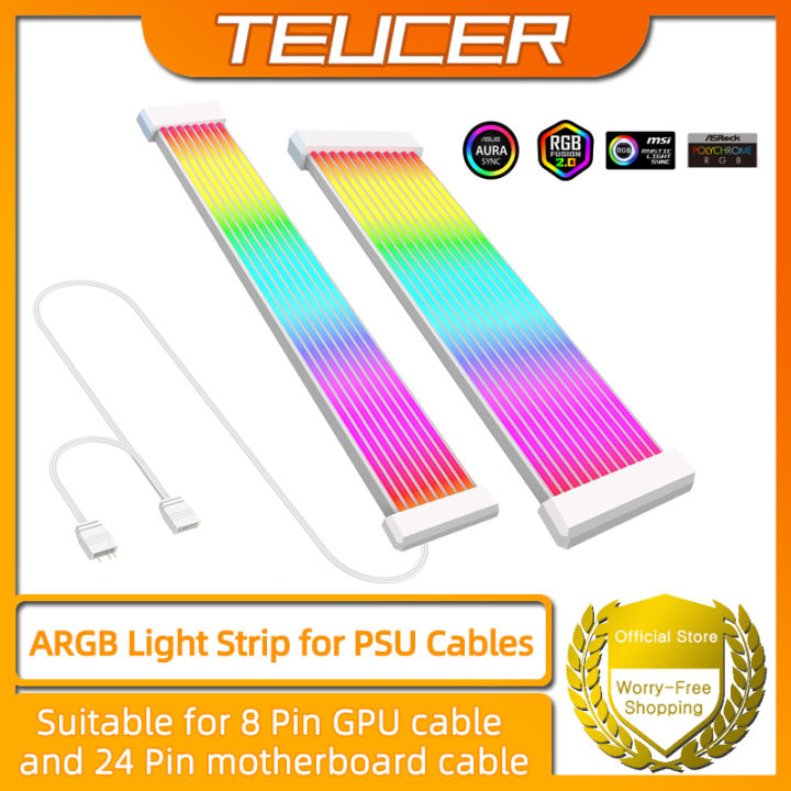 【Unbeatable Prices】 PC RGB Light Strip Suitable for PSU Cable PC RGB GPU Cable 5V 3Pin ARGB Sync PC Extension Cable for 6Pin 8Pin 12Pin 16Pin 24Pin