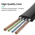 CASIFY X1 3A Type C Cable Super Fast Charging Flat Cable Short USB Type C Cable Black 30CM. 