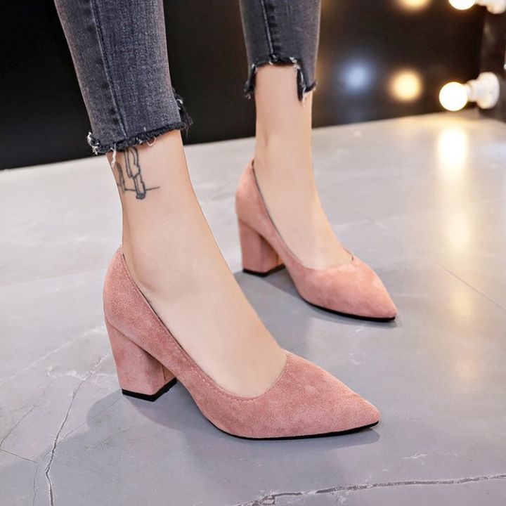High Heels Women's 2019 New Autumn European and American Style Pointed Toe Pumps Women's Plus Size Women's Shoes 33-43 Size