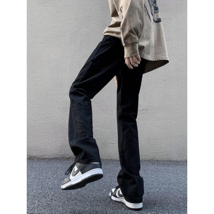 Jeans Bell-Bottom Pants Black Men's Slim Straight American High Street vibe Jiangsu, Zhejiang and Shanghai Wear Bootcut Casual Trousers