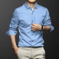 HoneyYami New Quality Stretch Anti-Wrinkle Men Shirts Long Sleeve Dress Shirt For Male Slim Social Business Blouse Solid Color Shirt S-6XL.