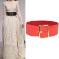 Women's Stretch Belt Metal Buckle Women Wide Waist Belt for Dress Coat Women Red.