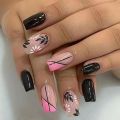 24pcs Colorful Almond Shaped Nails Detachable Press On False Nails Tips French Full Cover False Nails French Manicure tools.